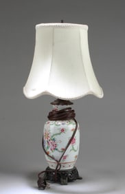 A Porcelain Table Lamp with Shade