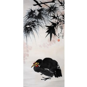 Pan Tianshou Mark, Chinese Painting, Ink and Color on Paper, Mounted