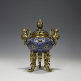 Cloisonne Enamel Tripod Phoenix-Eared Censer