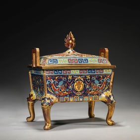 Cloisonne Enamel Twin-Dragon Censer