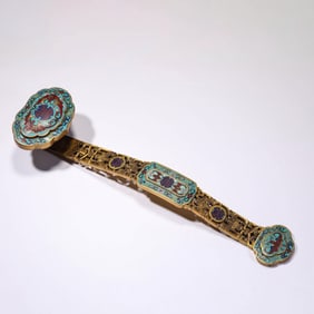 Cloisonne Enamel Fu&Shou Ruyi Sceptre