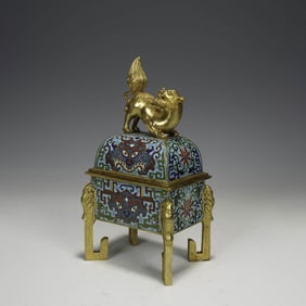 Cloisonne Enamel Lion Incense Burner