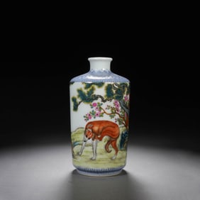 Famille Rose Landscape and Inscription Vase