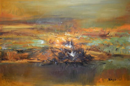 Zhao Wuji Mark, Chinese Painting, Oil on Canvas