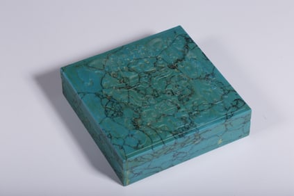 A Turquoise Carved Covered Box