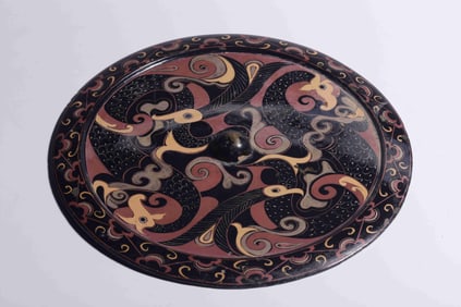 A Painted Bronze Mirror with Mythical Bird Pattern
