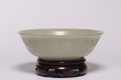 A Hetian White Jade Hindustani Flower Bowl