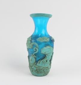 A Blue Color Peking Glass Vase