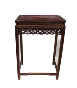Chinese Hardwood Flower Stand with Burl Wood Top