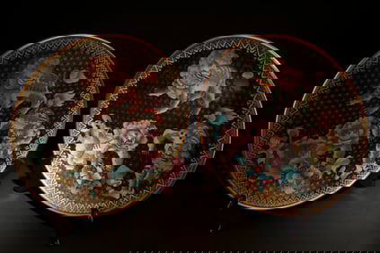A Pair of Cloisonen Plates