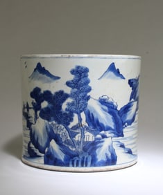 A Blue & White Brushpot