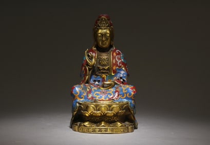 A Cloisonne Guanyin Statue
