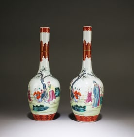 A Pair of Chinese Famille Rose Vases