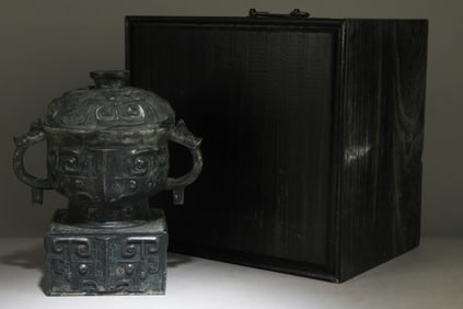 A Chinese Bronze Container with Lid
