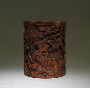 Antique Chinese Carved Bamboo Brushpot