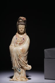 A Shoushan Stone Guanyin Statue