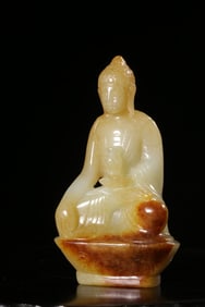 A Hetian White Jade Shakyamuni Statue