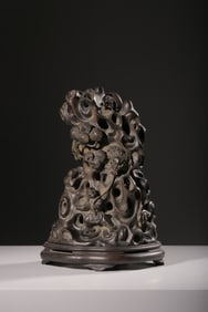 A Zitan Wood Liu Hai Ornament