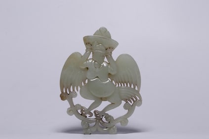 A Hetian White Jade Garuda Ornament