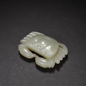 White Jade Crab Scroll Weight