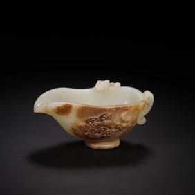 White Jade Cloud Wine Jue Cup Vessel