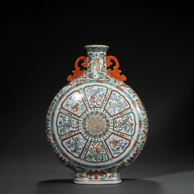 Doucai Glaze Babao Longevity Moonflask