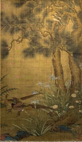 Attributed to Lv Ji, Chinese Beast Painting, Silk, Hanging Scroll