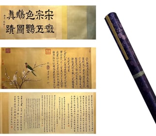 Attributed to Emperor Zhao Ji, Chinese Parrot Painting, Silk, Hand Scroll