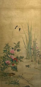 Attributed to Lang Shining, Chinese Insect and Flower Painting, Hanging Scroll