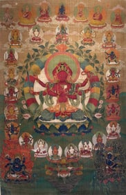 Attributed to Anonymity, Chinese Tara Painting, Silk, Hanging Scroll