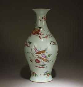 A Fencai Vase with Food Motif