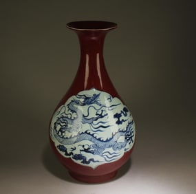 A Blue and White Vase with Dragon Motif