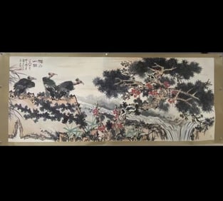 A Chinese Painting Depicting Pine and Eagle By Pan Tianshou