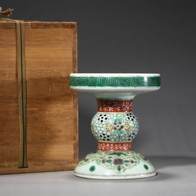 Wucai Glaze Flower Candlestick