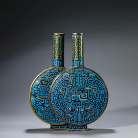 Cloisonne Enamel Chi-Dragon Conjoined Vase