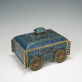 Cloisonne Enamel Kui-Dragon Carriage-Shape Incense Burner