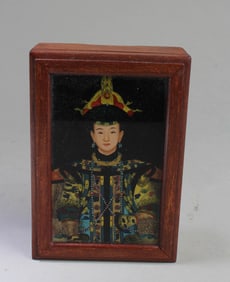 A Wooden Box with Inverse Painting Top
