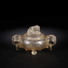 Rock Crystal Lion Incense Burner