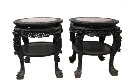 A Pair of Chinese Hardwood Flower Stands