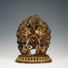 Gilt-Bronze Yamantaka Standing Statue