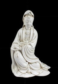 Chinese Blanc De Chine Seated Guanyin Statue