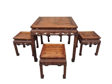A Five Piece HuangHuaLi Table Set