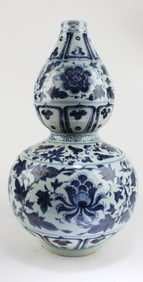 Chinese Blue & White Double Gourd Vase