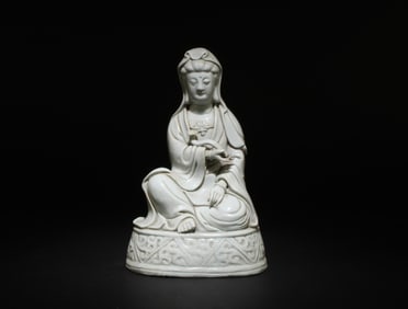 A Chinese Blanc De Chinese Guanyin Statue