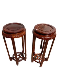 A Pair of Wooden Flower Stands