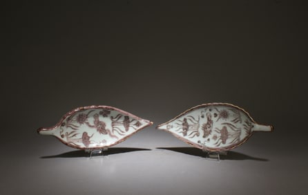 A Pair of Underglazed Red Ornament