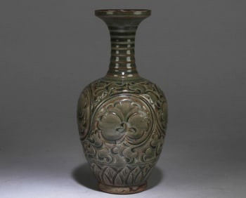 A Chinese Yaozhou Vase with a Floral Design