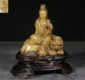 A Shoushan Stone Manjushri Ornament