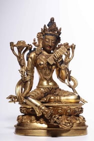 A Gilt Bronze Ornament of Green Tara