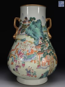 A Fencai Enamel Vase with Children Motif